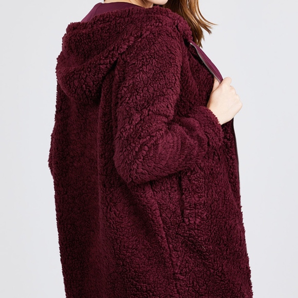 ⚠️1 LEFT‼️ TEDDY HOODIE FAUX FUR ZIP-UP JACKET - Picture 4 of 7